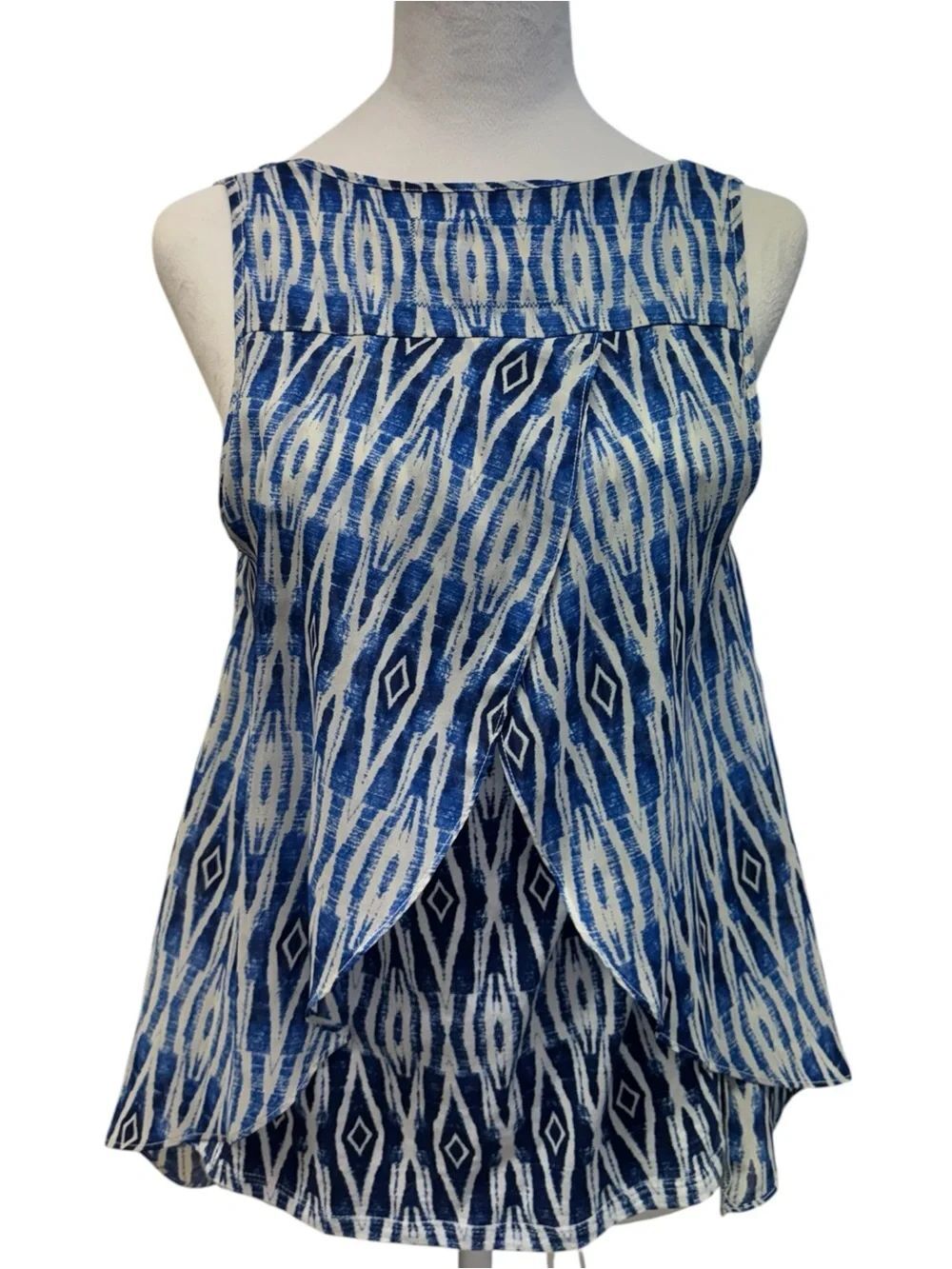 Anthropologie Meadow Rue Sleeveless Blue Patterned Layered Women's Tank Top US S